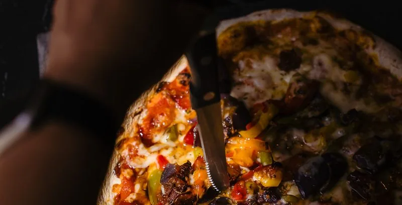 Pizza with colourful toppings
