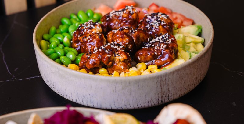 Colourful bowl with tacos